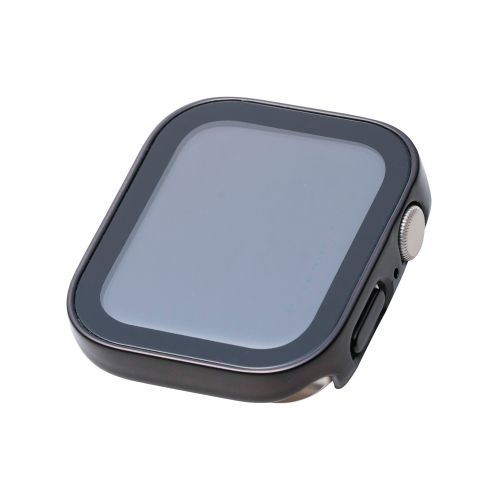 Apple Watch 44mm/フルカバーケース/プレミアムガラス/高透明/防水/ブラック