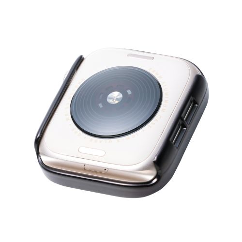 Apple Watch 44mm/フルカバーケース/プレミアムガラス/高透明/防水/ブラック