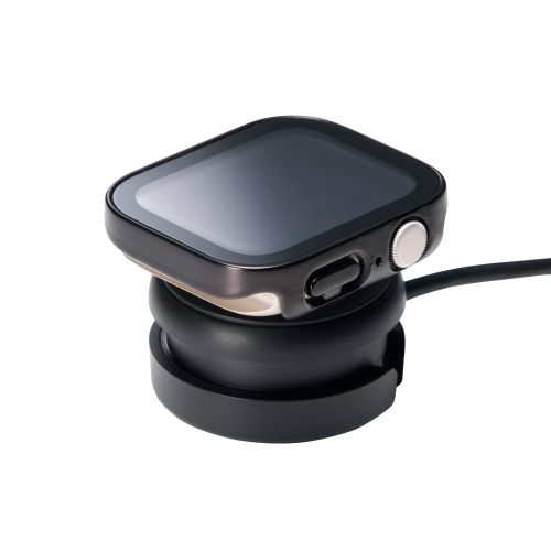 Apple Watch 44mm/フルカバーケース/プレミアムガラス/高透明/防水/ブラック