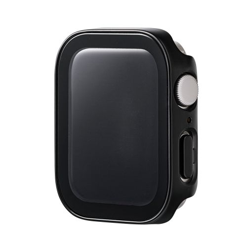 Apple Watch 44mm/フルカバーケース/プレミアムガラス/高透明/防水/ブラック