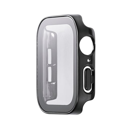 Apple Watch 44mm/フルカバーケース/プレミアムガラス/高透明/防水/ブラック