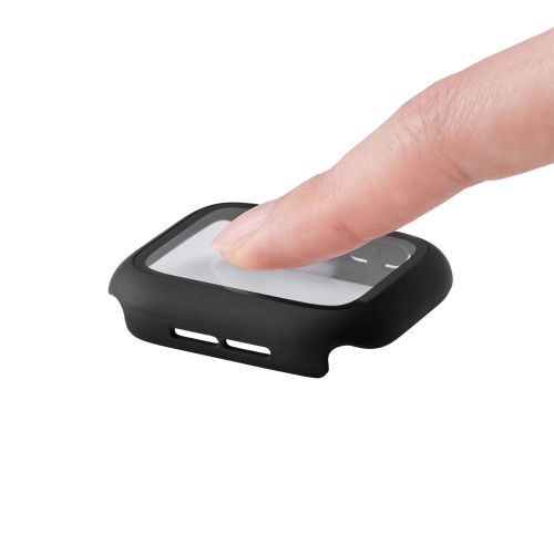 Apple Watch 44mm/フルカバーケース/プレミアムガラス/ゴリラ/高透明/ブラック