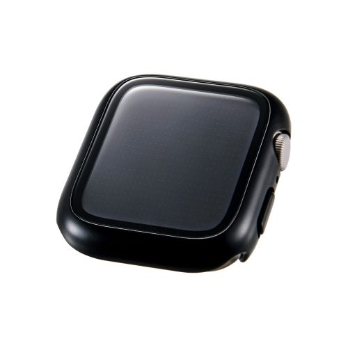Apple Watch 44mm/フルカバーケース/プレミアムガラス/高透明/メタリック/ブラック