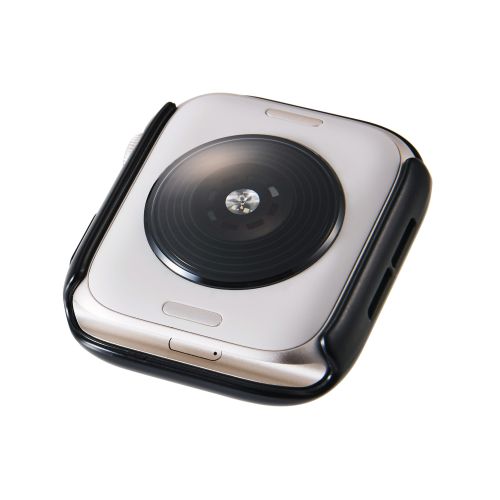 Apple Watch 44mm/フルカバーケース/プレミアムガラス/高透明/メタリック/ブラック