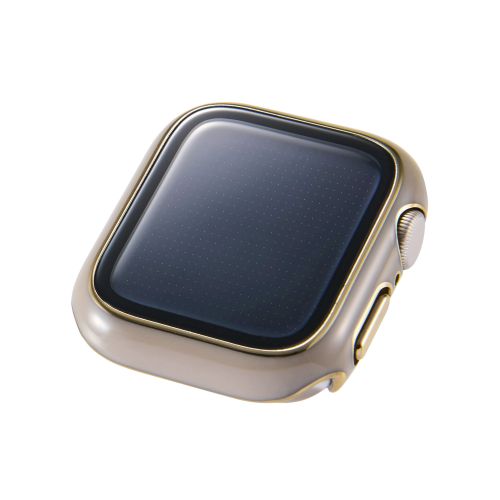 Apple Watch 40mm/フルカバーケース/プレミアムガラス/高透明/ゴールドライン/グレージュ