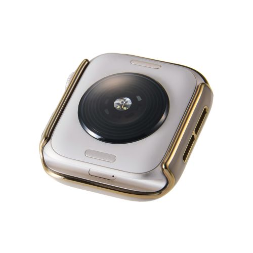 Apple Watch 40mm/フルカバーケース/プレミアムガラス/高透明/ゴールドライン/グレージュ
