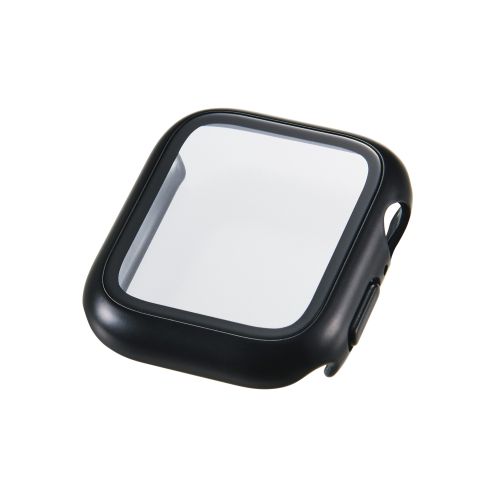 Apple Watch 40mm/フルカバーケース/プレミアムガラス/高透明/メタリック/ブラック
