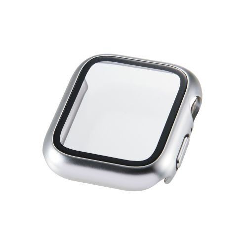 Apple Watch 40mm/フルカバーケース/プレミアムガラス/高透明/メタリック/シルバー