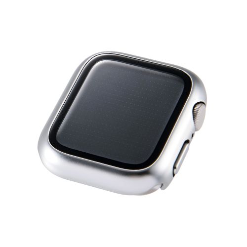 Apple Watch 40mm/フルカバーケース/プレミアムガラス/高透明/メタリック/シルバー