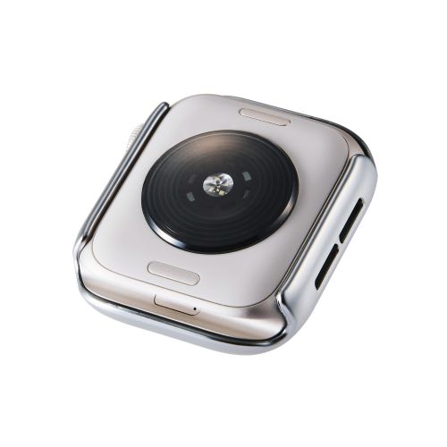 Apple Watch 40mm/フルカバーケース/プレミアムガラス/高透明/メタリック/シルバー