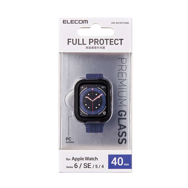 Apple Watch 40mm用フルカバーケース/ガラス/ブラック