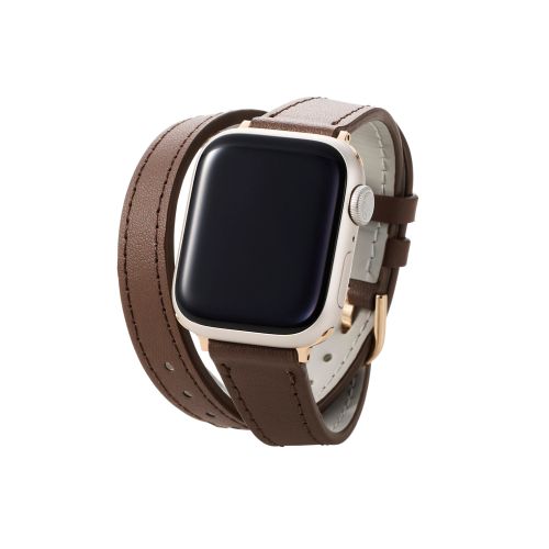 Apple Watch 41/40/38mm用バンド/ソフトレザー/2重巻きスリムタイプ/&me/ココアブラウン