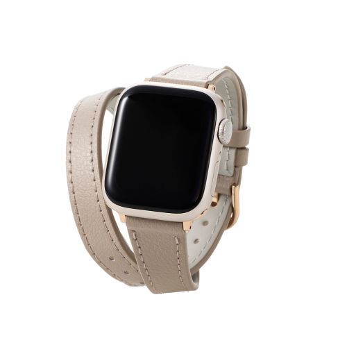 Apple Watch 41/40/38mm用バンド/ソフトレザー/2重巻きスリムタイプ/&me/グレージュ