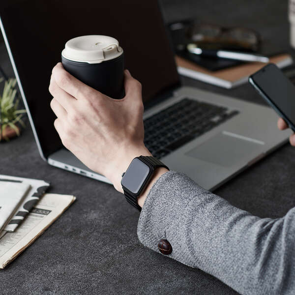 Apple Watch 44/42mm用バンド/ステンレス/1連タイプ/ブラック