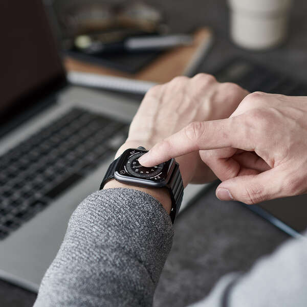 Apple Watch 44/42mm用バンド/ステンレス/1連タイプ/ブラック