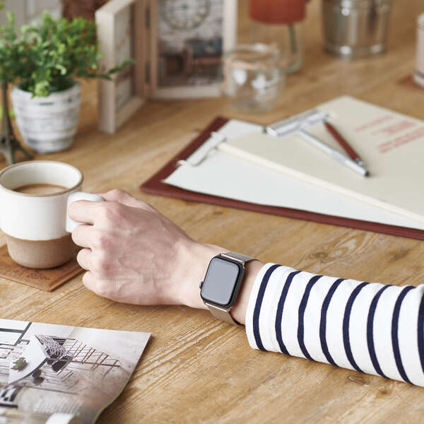 Apple Watch 44/42mm用バンド/ステンレス/ミラネーゼタイプ/シルバー