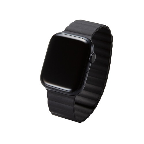 Apple Watch 49/45/44/42mm用バンド/マグネット/シリコン/ブラック