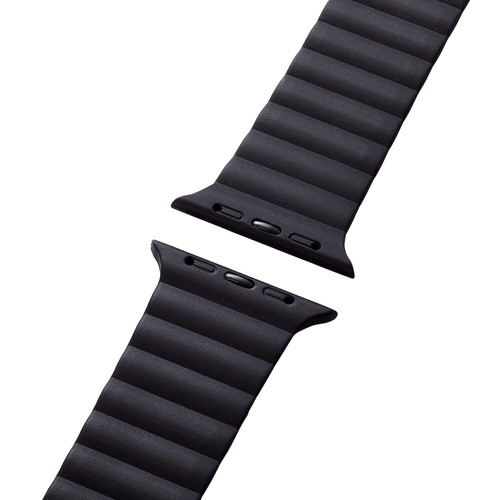 Apple Watch 49/45/44/42mm用バンド/マグネット/シリコン/ブラック