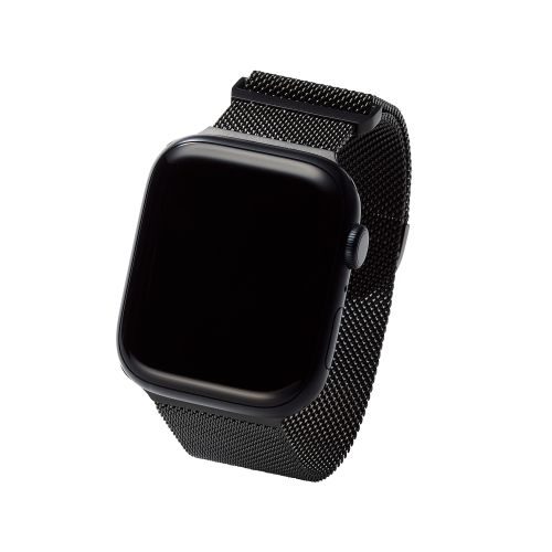 Apple Watch 49/45/44/42mm用バンド/ステンレス/ミラネーゼタイプ/マグネット/ブラック