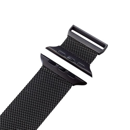 Apple Watch 49/45/44/42mm用バンド/ステンレス/ミラネーゼタイプ/マグネット/ブラック