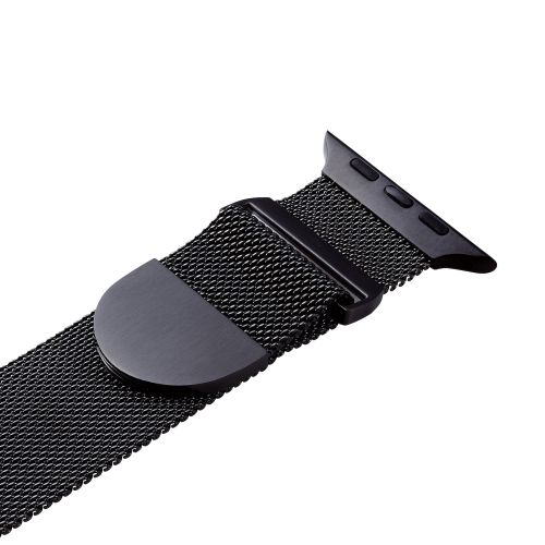 Apple Watch 49/45/44/42mm用バンド/ステンレス/ミラネーゼタイプ/マグネット/ブラック