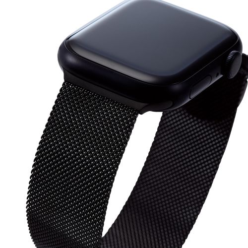 Apple Watch 49/45/44/42mm用バンド/ステンレス/ミラネーゼタイプ/マグネット/ブラック