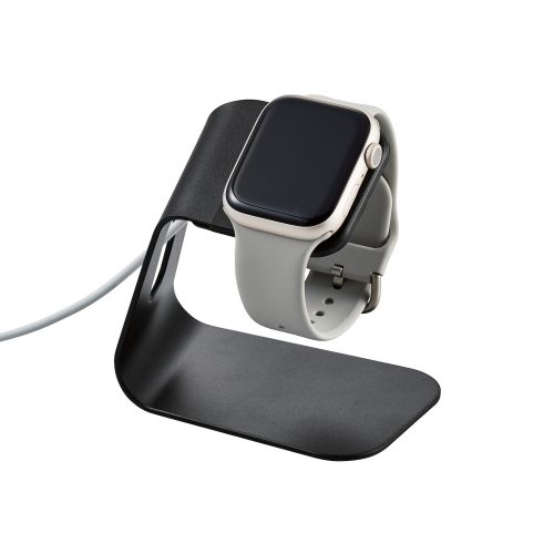 Apple Watch用アルミスタンド/縦置きタイプ/ケーブル装着可/ブラック