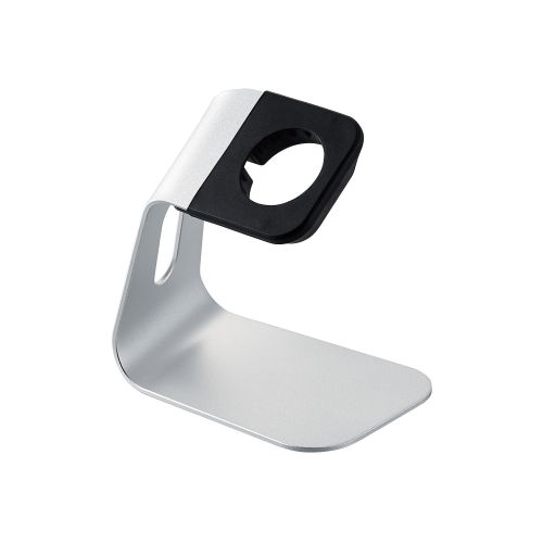 Apple Watch用アルミスタンド/縦置きタイプ/ケーブル装着可/シルバー