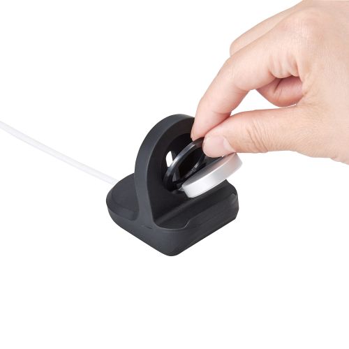 Apple Watch用シリコンスタンド/コンパクト/ケーブル装着可/ブラック