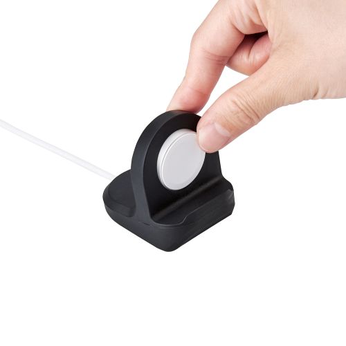 Apple Watch用シリコンスタンド/コンパクト/ケーブル装着可/ブラック