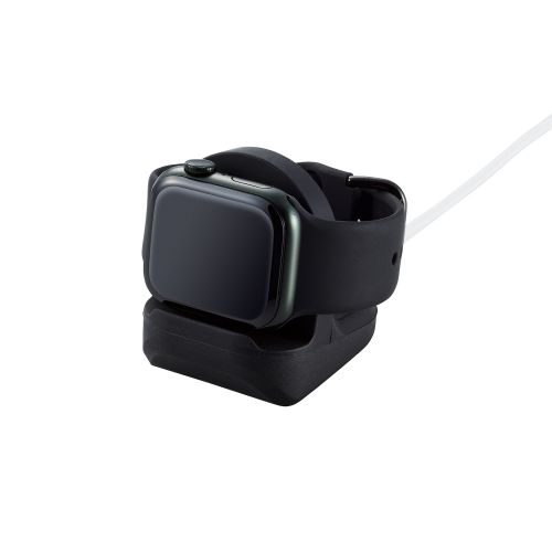 Apple Watch用シリコンスタンド/コンパクト/ケーブル装着可/ブラック