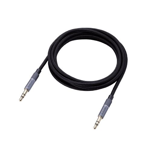 AUXケーブル/φ3.5-φ3.5/アルミコネクタ/1.5m/ブラック