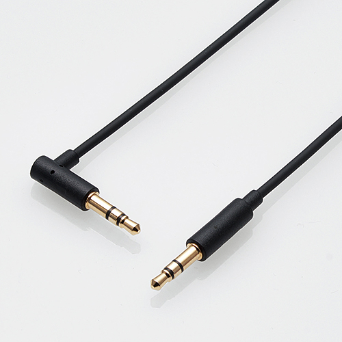 AUXケーブル/φ3.5オス-φ3.5オス(L字)/スリム/1.0m/ブラック