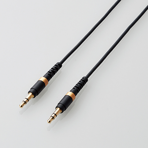 AUXケーブル/φ3.5オス-φ3.5オス/高耐久/スリム/0.5m/ブラック