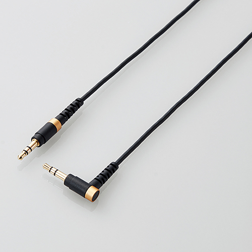 AUXケーブル/φ3.5オス-φ3.5オス(L字)/高耐久/スリム/1.0m/ブラック