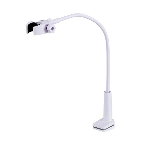 ドライヤースタンド/クランプ式/グースネックアーム/360度回転ホルダー/ホワイト
