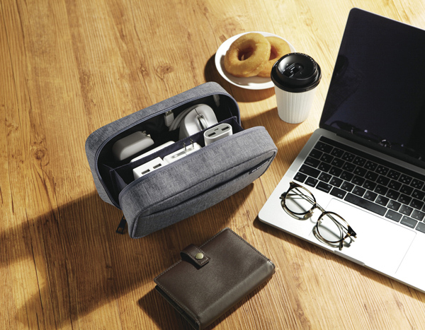 ガジェット用オーガナイズポーチ/ストレージタイプ/ネイビー