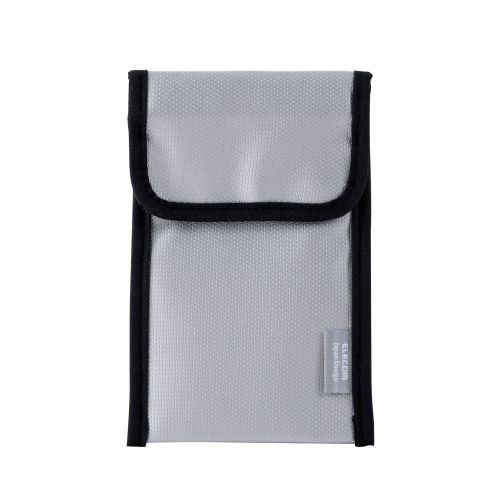 難燃ポーチ/折り込みタイプ/ポケット付属/Mサイズ/グレー