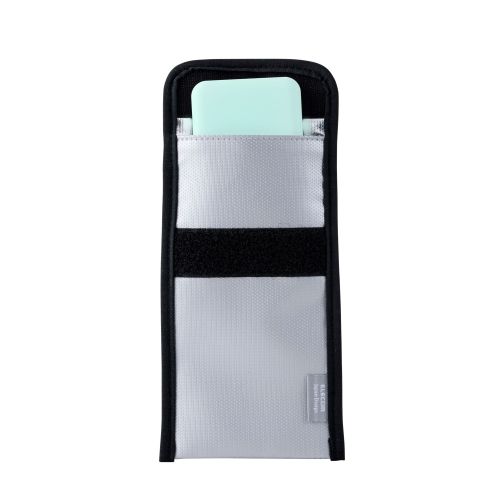 難燃ポーチ/折り込みタイプ/ポケット付属/Mサイズ/グレー