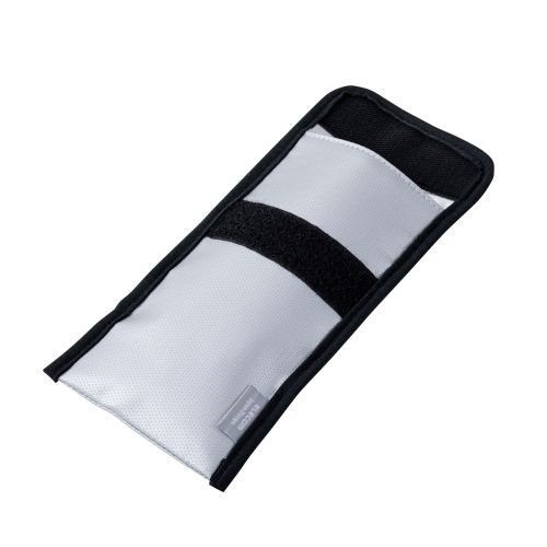 難燃ポーチ/折り込みタイプ/ポケット付属/Mサイズ/グレー