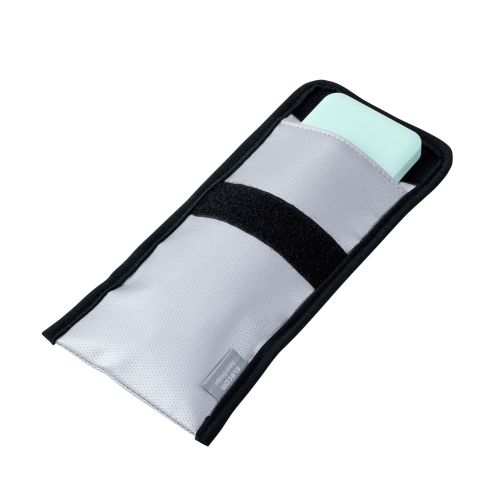 難燃ポーチ/折り込みタイプ/ポケット付属/Mサイズ/グレー