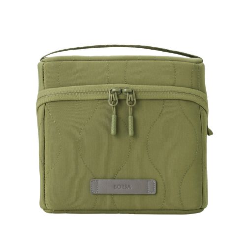 ガジェットポーチ/キルティング/オニオンスティッチ/スタンドタイプ/大容量/カーキ