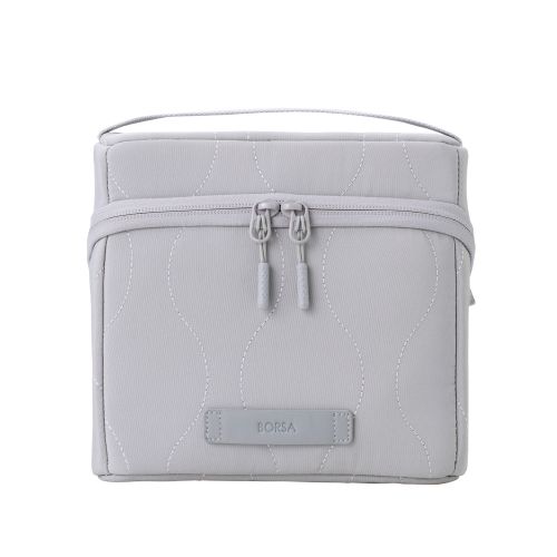 ガジェットポーチ/キルティング/オニオンスティッチ/スタンドタイプ/大容量/グレー