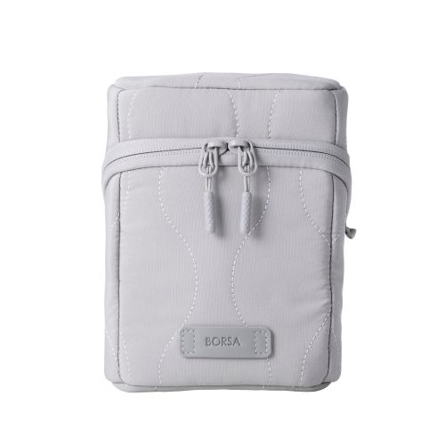 ガジェットポーチ/キルティング/オニオンスティッチ/スタンドタイプ/グレー