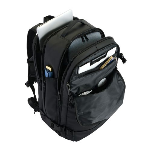 バッグパック/シューズ収納/180°オープンメイン気室/15.6インチ/ブラック