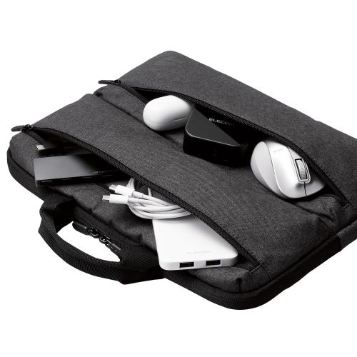 パソコンケース/リサイクル素材/横型/取っ手付き/ショルダーベルト付き/手提げ/撥水/14.0インチ/ブラック