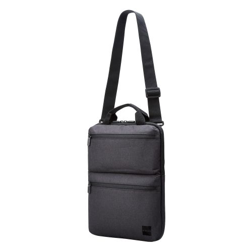 パソコンケース/リサイクル素材/縦型/取っ手付き/ショルダーベルト付き/手提げ/撥水/14.0インチ/ブラック