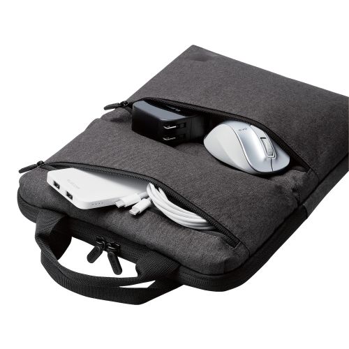 パソコンケース/リサイクル素材/縦型/取っ手付き/ショルダーベルト付き/手提げ/撥水/14.0インチ/ブラック