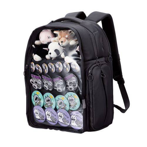 バックパック/推しごとバッグ/痛バッグ/Lサイズ/フロントパーツ着脱可能/擬態モード/推し活モード/ブラック