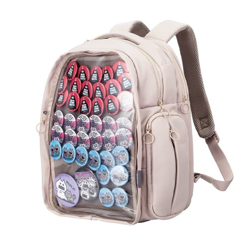 バックパック/推しごとバッグ/痛バッグ/Mサイズ/フロントパーツ着脱可能/擬態モード/推し活モード/グレージュ